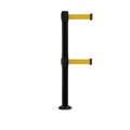 Montour Line Stanchion Dual Belt Barrier Fixed Base Black Post 11ft.Yellow Belt MX630DF-BK-YW-110